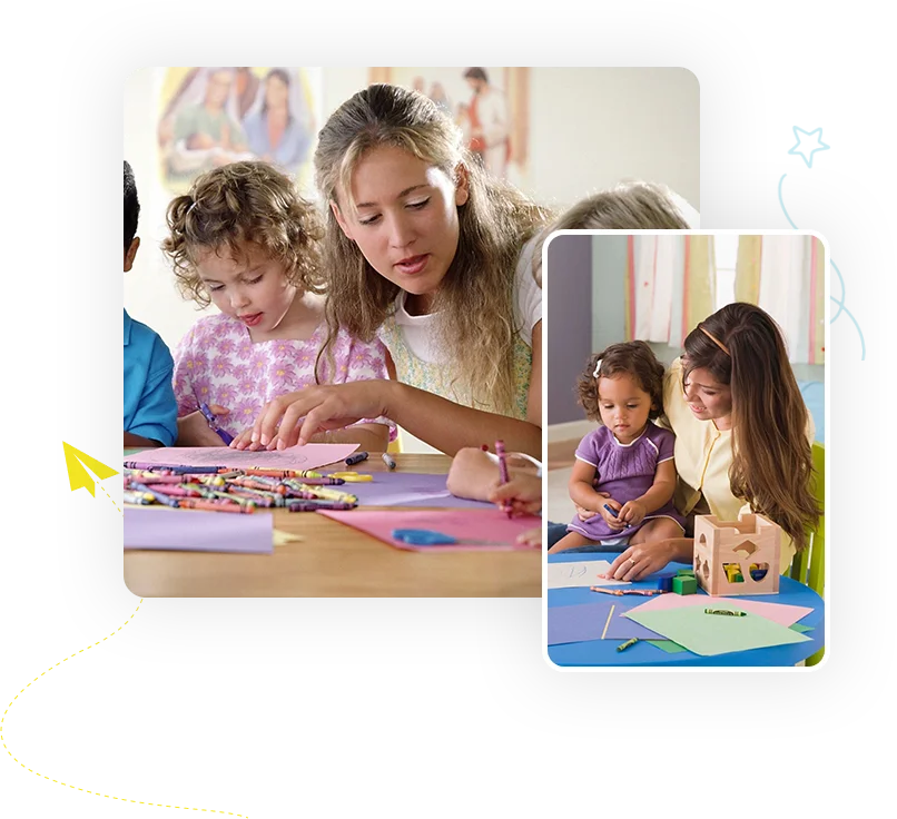 A woman and two children are sitting at a table.